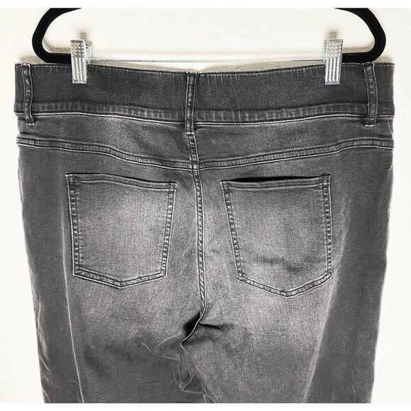 Spanx Women's Wide Leg Stretch Black Jeggings Jeans High Rise Elastic Waist Crop - Picture 4 of 10